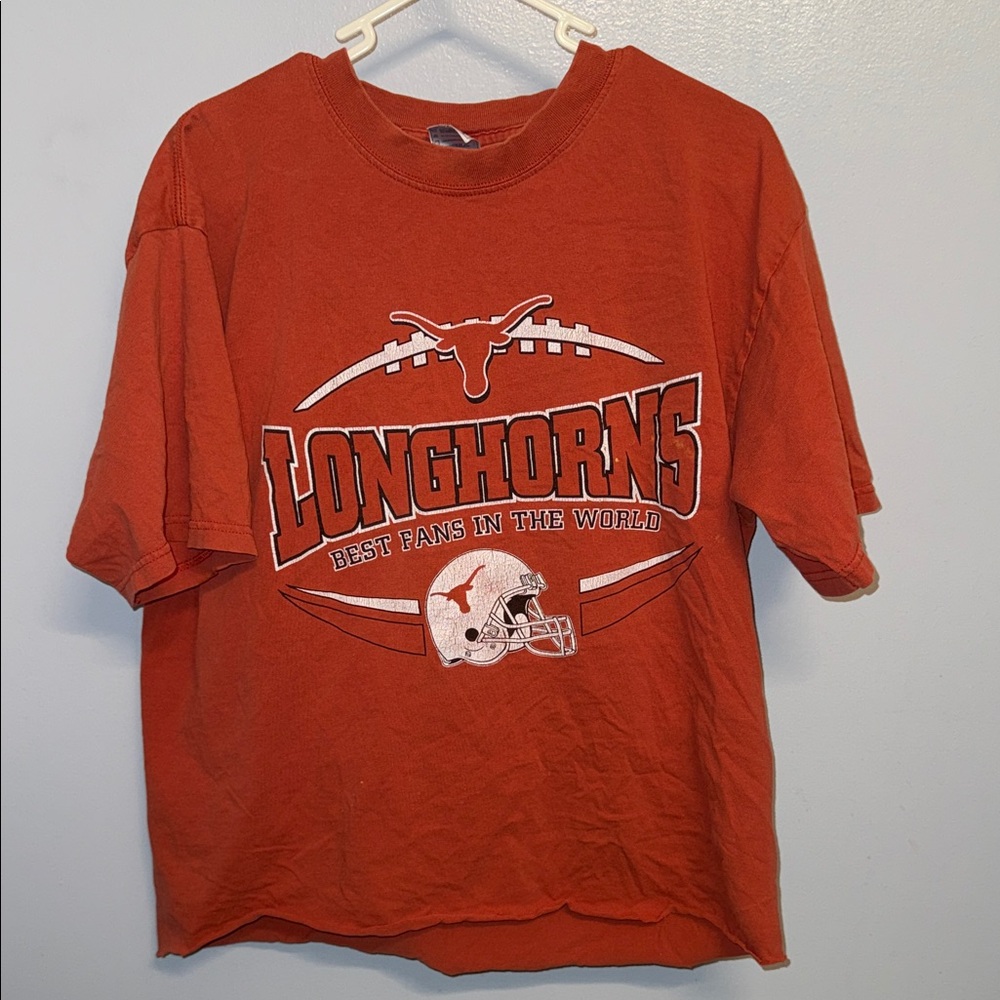 Orange Longhorns Football Cropped T-Shirt